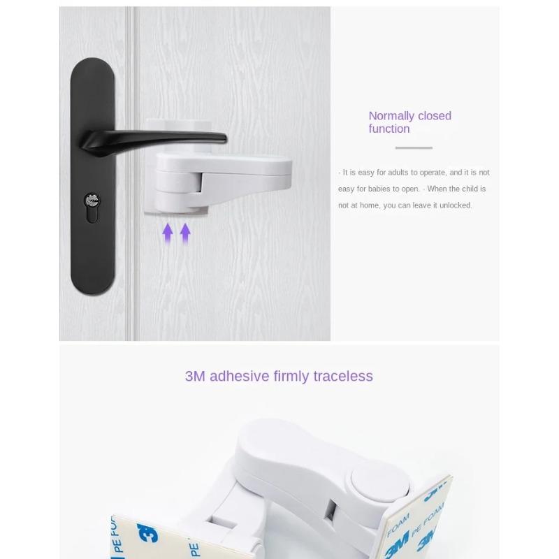 Child Baby Safety Lock Rotation Proof Professional Door Adhesive Security Latch Multi-functional Simple,Durable ABS Tool-free Installation