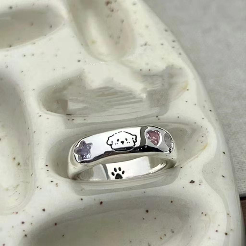 1/2pcs New Lovely Cat Dog Animal Couple Ring for Couple Handmade Opening Adjustable Rings Valentine's Day Rings Fashion Jewelry