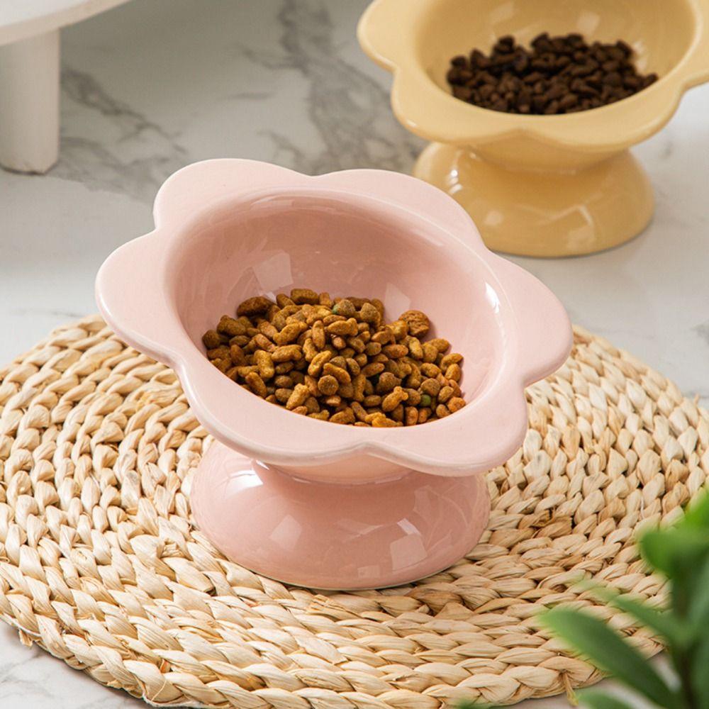 Cute Pet High Foot Bowl Ceramic Dog Food Feeding Basin Anti Knock Cat Bowl  Kitten Puppy