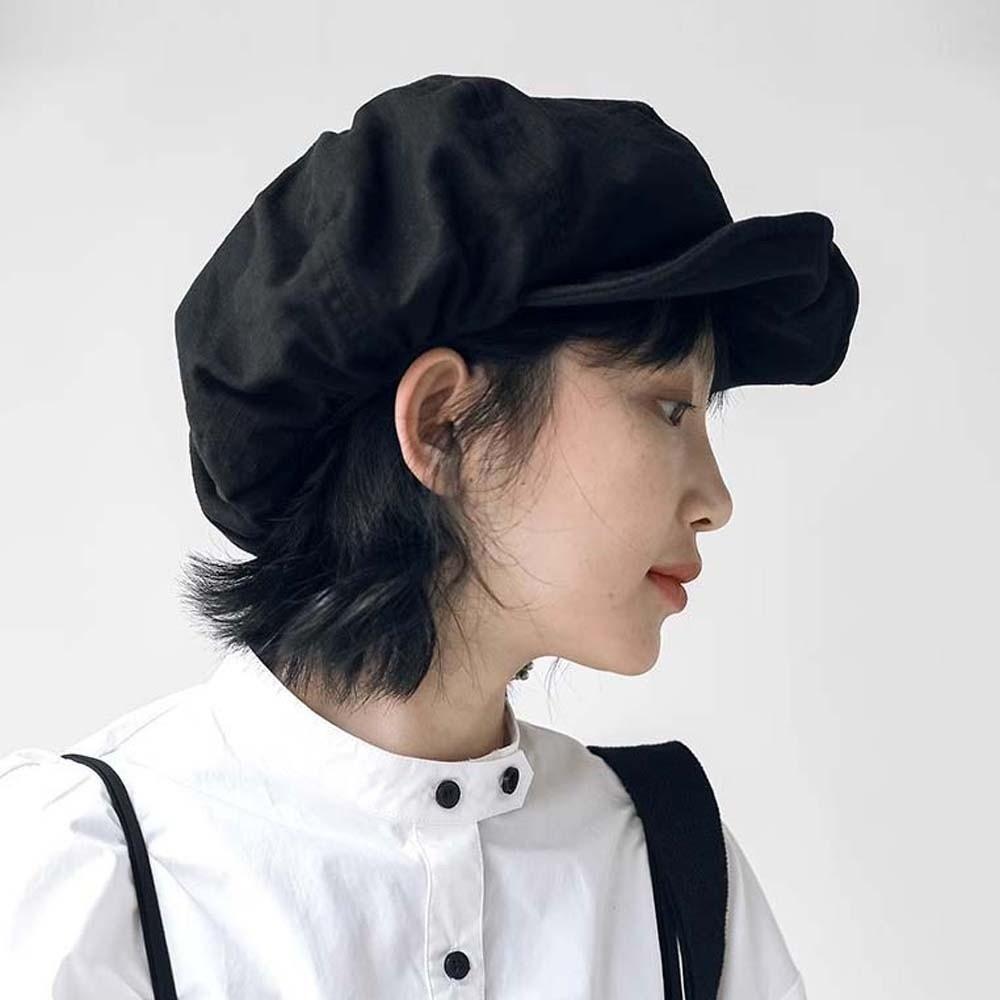Asymmetric Retro Octagonal Hat Big Head Circumference Women Artist Hat Casual Cloud Beret Cap  Men