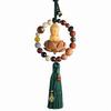 Upgraded Car Rearview Mirror Buddha Pendant Chinese Wooden Carving Lotus Buddha Statue Auto Hangings Tassel Decor Car Interior