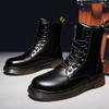 Winter Velvet Warm Martin Boots Men's British Style Short Boots Autumn and Winter Pointed Chelsea Boots High-top Leather Shoes Leather Boots