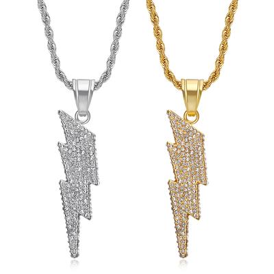 2026 Schmuck Mode Trend Eingelegter Zirkon Blitz Anhänger Halskette Herren Anhänger Halskette Schmuck