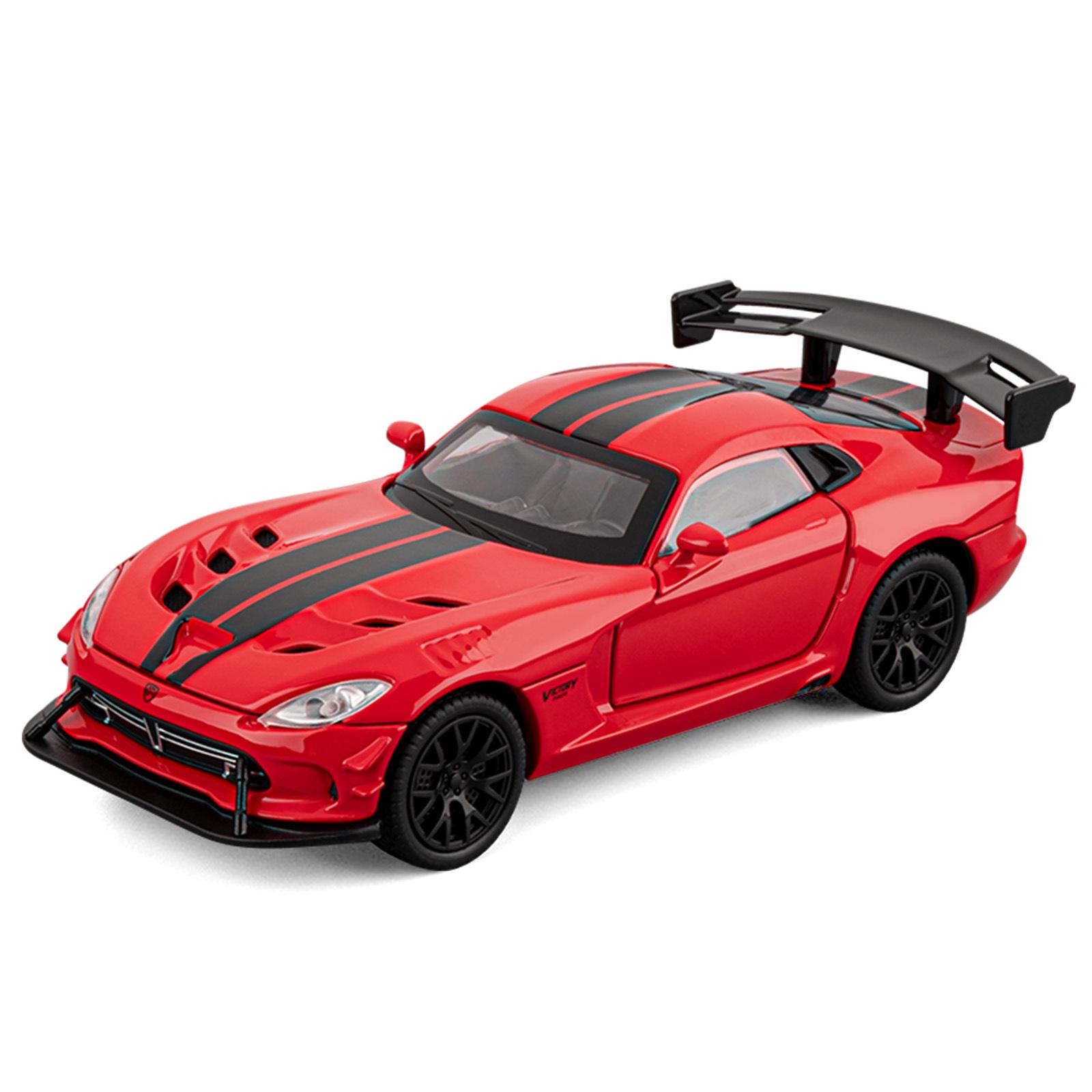 

1/32 Dodge Viper ACR SRT Модель спортивного автомобіля з алюмінієвого сплаву Литі металеві Гоночні автомобілі для треку Модель автомобіля Звук Світло Симуляція Дитячі подарунки червоний