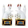 Kyoto Butsudan Hayashi Shinto Altar/Shinto Altar, Ceramic Inari Fox Figurines, 2.5 Inches (7.5 Cm Tall), Pair (2 Pieces), Ideal for Inari Shrines, Off