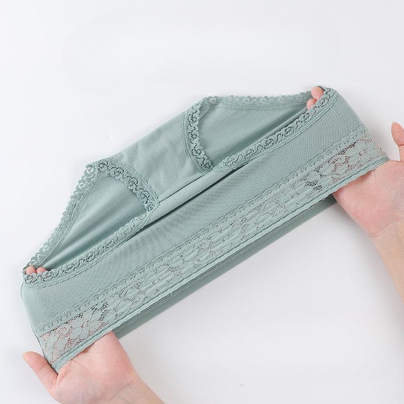 Hautfreundliche atmungsaktive Damenunterwäsche aus reiner Baumwolle, mittelhoch geschnitten, einfarbig, sexy Spitzenkanten-Slips, bequeme Damen-Dreiecksslips