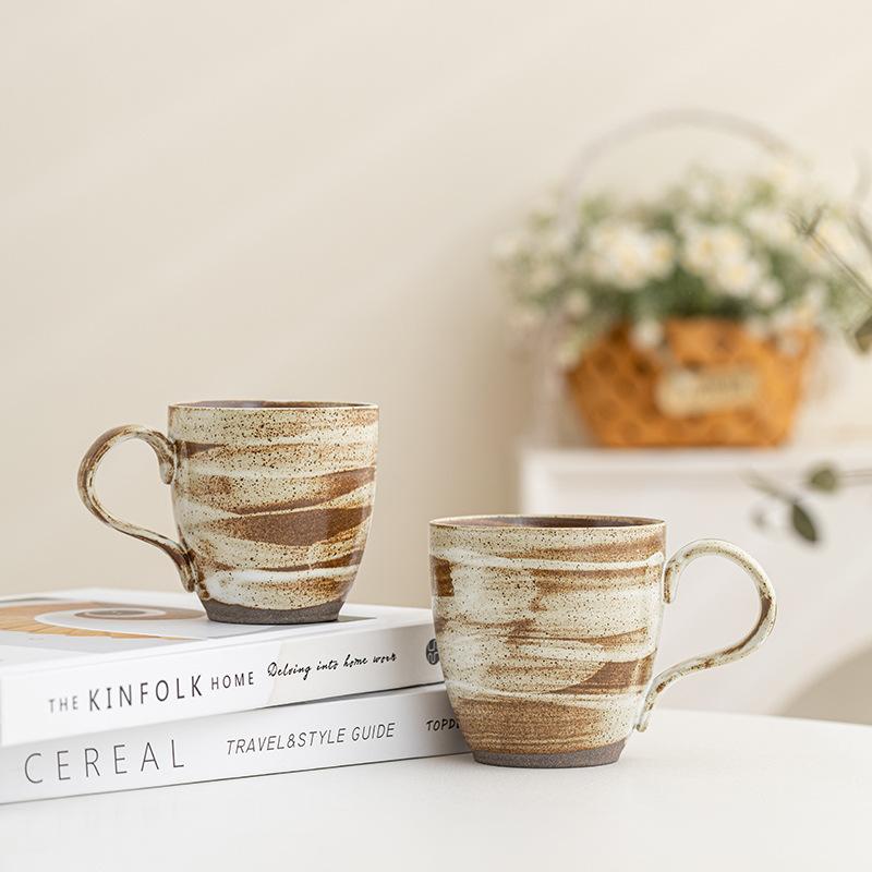 Creative coffee cup niche ceramic cup retro style Japanese coarse pottery hanging ear coffee cup office coffee cup household