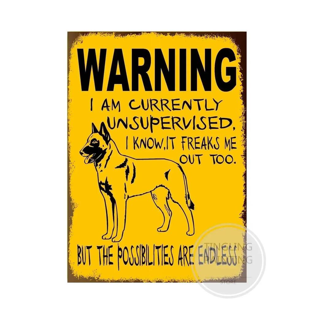 Vintage Retro Tin Signs Beware Of Dog  Metal Wall Stickers for Garden Family House Door Decoration
