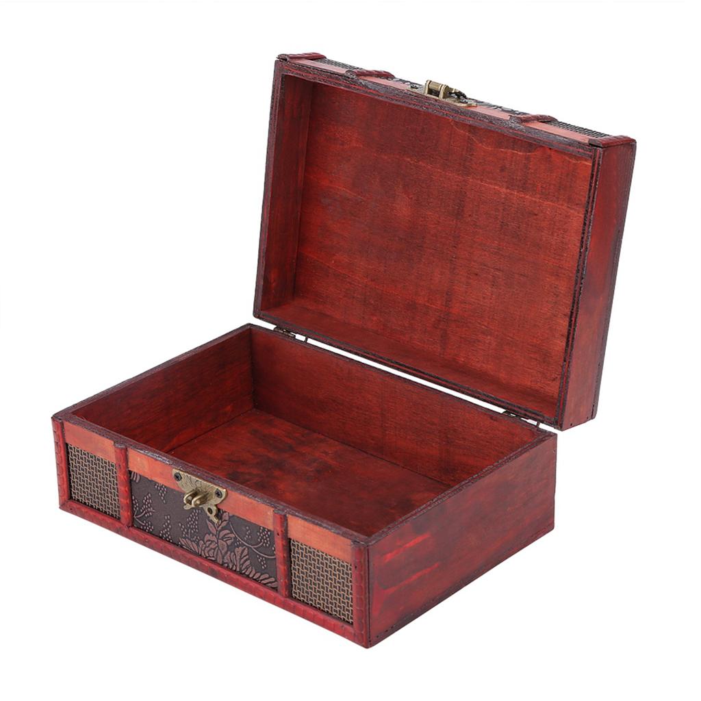 Classical Wooden Jewelry Storage Box Chest Case Holder Organizer with Lock