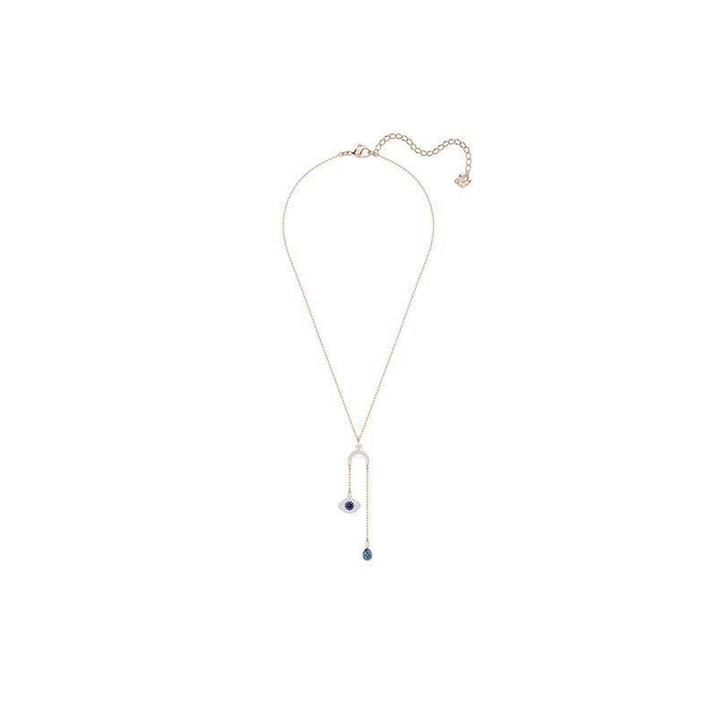 Swarovski Symbolisches Nazar-Auge Y-förmige Kristallkette Damen Halskette Blau Roségold 5425861
