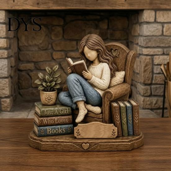 Graduation Gifts for Students Wooden Reading Figurine Ornament, 2D Flat Decorative Signs Book Lovers, Birthday Presents Librarians Literary Decoration
