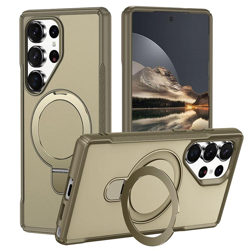 Suitable for Samsung S25ULTRA Mobile Phone Case A54 Four Corner Anti Fall PC Metal Magnetic Suction Bracket A55 Protective Case