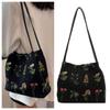 Zipper Flower Embroidered Shoulder Bag Underarm Bag Women Bucket Bag Embroidered Tote Bag  Shopping