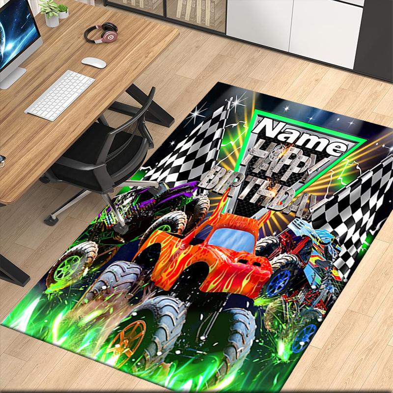 Custom Name Truck Printed Carpet, for Office Chair Living Room Bedroom Kitchen Room Decor Gifts.