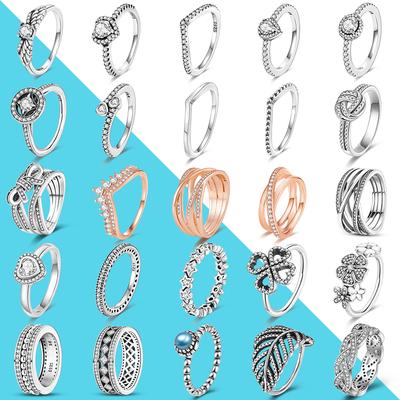 Ehering 925 Silber Damen Fingerringe Unendliche Blume Prinzessin Wishbone Herz Verlobungsring Beliebt