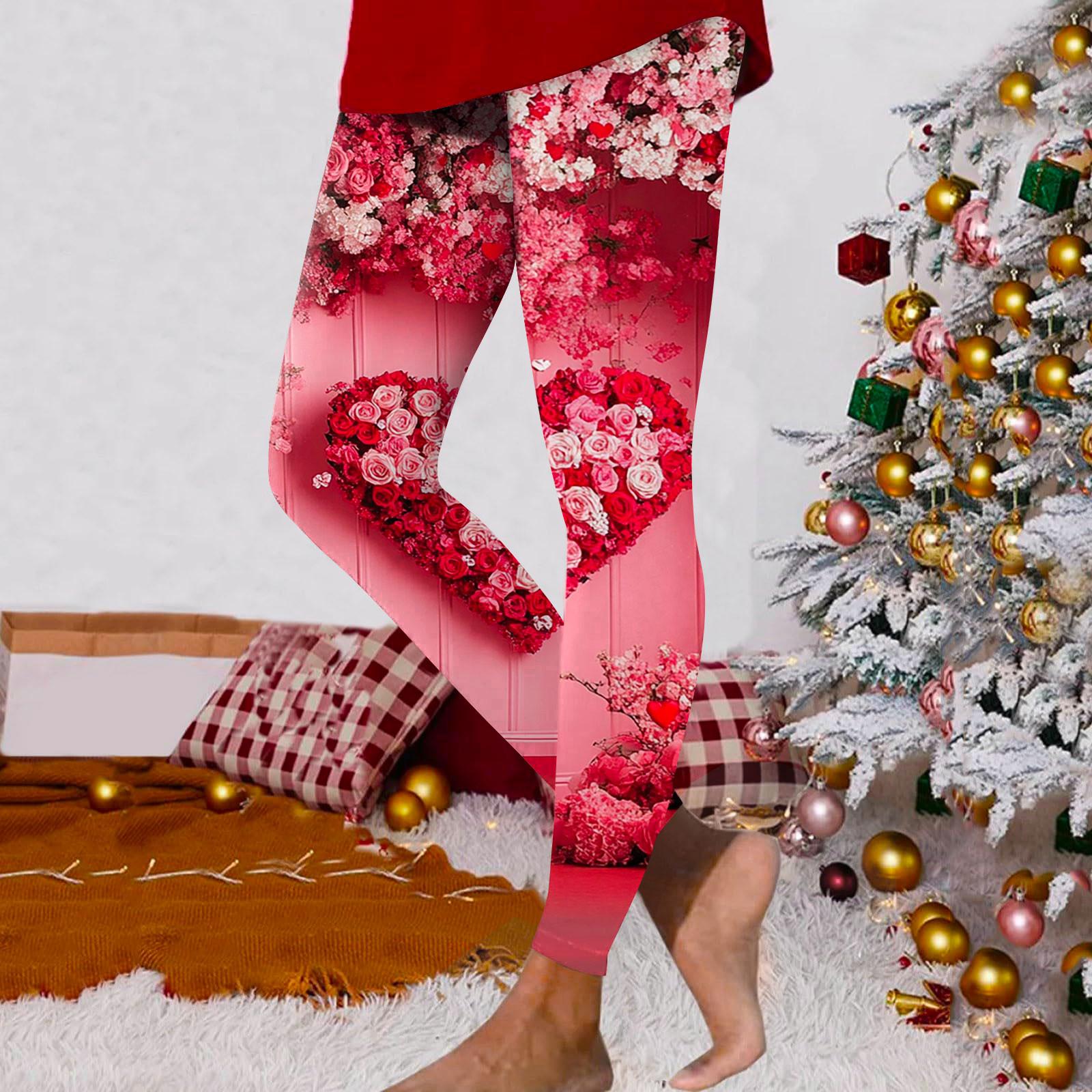 

Жіночі модні стрейч-штани для йоги з принтом на День Святого Валентина XL кавун червоний колір