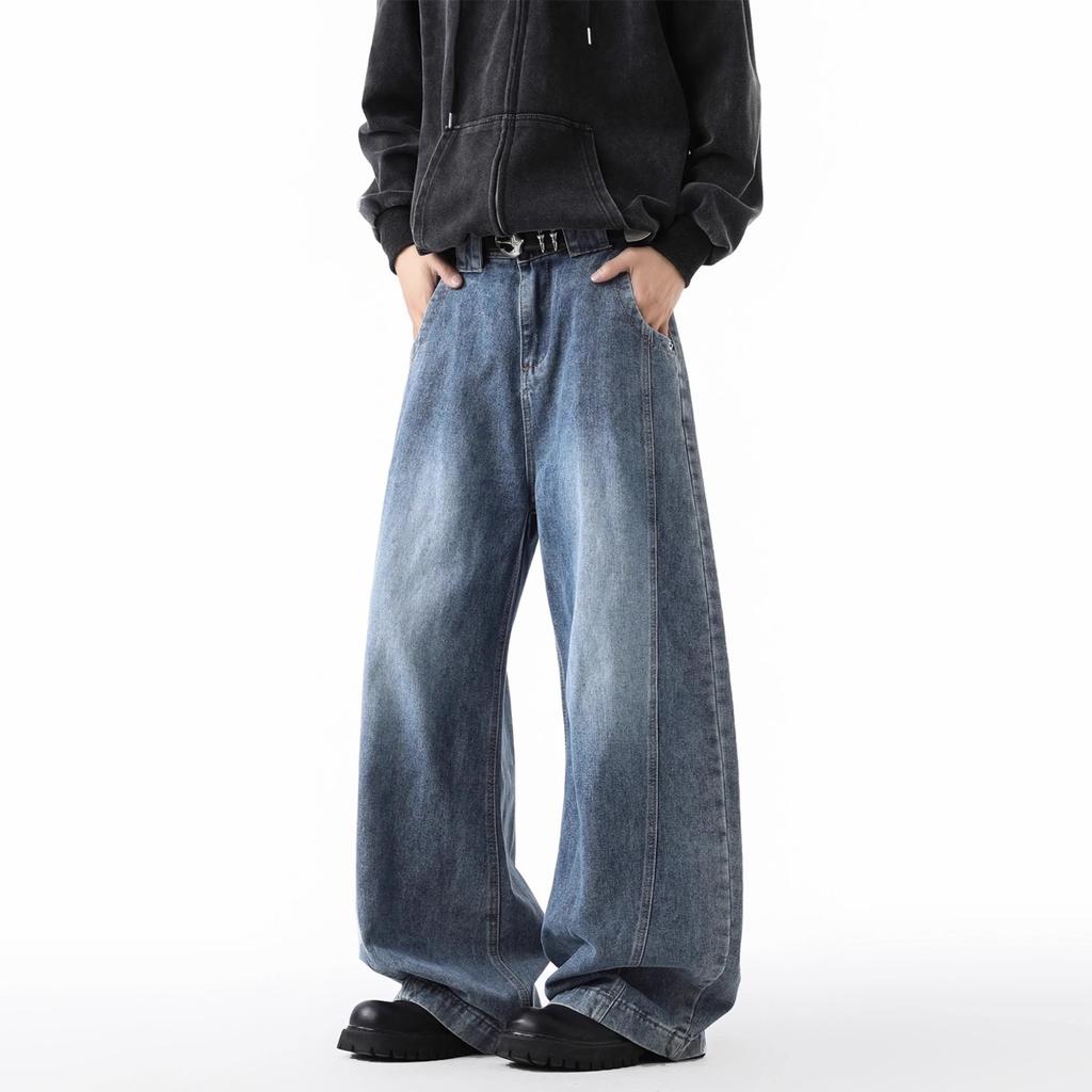 American Style High Street Wide Leg Men's Pants Spring and Autumn Loose Straight Sagging and Floor Pants Washed Ancient Men's
