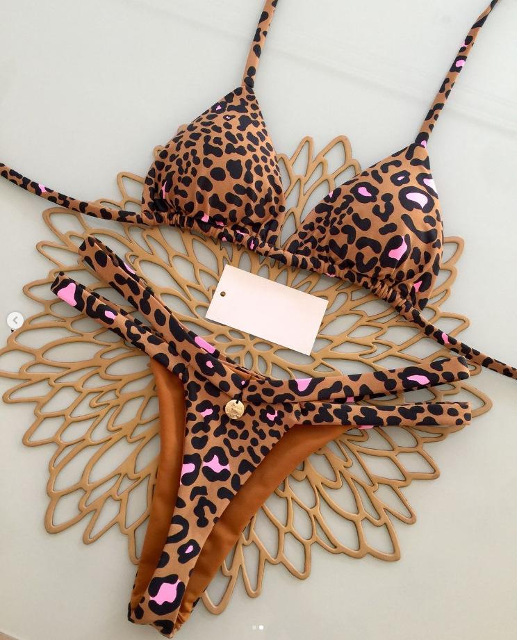 Neuer Bikini Damen Badeanzug Strandurlaub Bademode Leopardenmuster Sexy Bikini Set Strandbekleidung Badeanzug String Badeanzug Biquinis