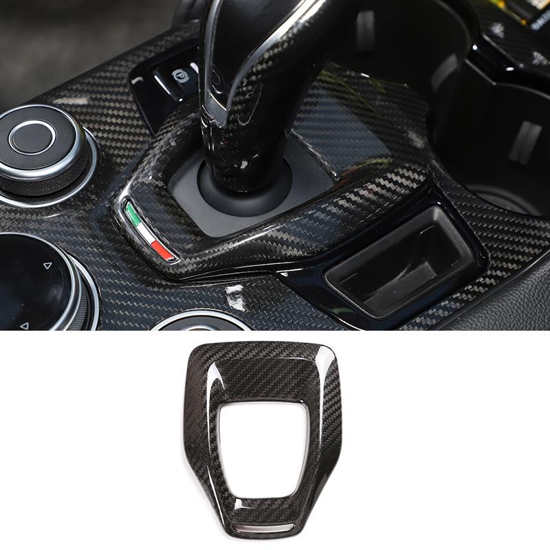 Real Carbon Fiber Car Gear Shift Panel Frame Trim Cover Fits for Alfa Romeo Giulia/Stelvio  Car Styling Interior