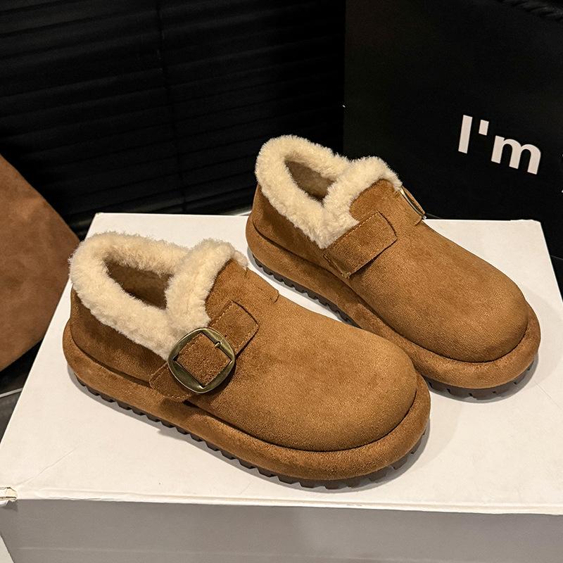 

Women s Fur One Thick Bottom Heightening Winter Lightweight Padded Warm Snow Boots Non-slip Wear Casual Sneakers a Stirrup Cotton Boots 40 верблюд