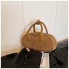 Vintage Matte Bowling Bag Women's High-end Sense Medieval Portable Pillow Bag Suede Shoulder Messenger Bag