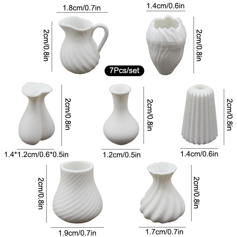 

7 шт./набор кукольный домик белая художественная ваза модель орнамент кукольный дом цветочная композиция декор кукольный домик миниатюрная сцена поделки украшения 7Pcs Small