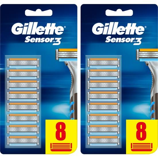 

Мужские бритвенные лезвия Gillette Sensor3 8+8 сменных лезвий
