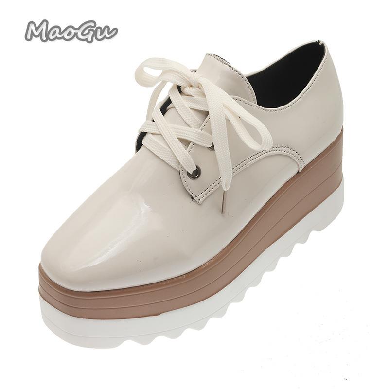 Fashion Luxury Women Sneakers Platform Shoes for Women Fashion Lace-Up Casual Shoes Comfortable Chunky Women High Heel Pumps PU Leather