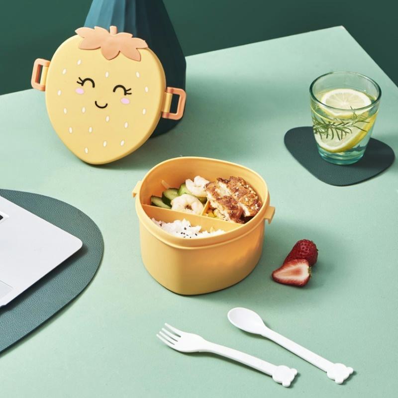 Strawberry Lunch Box Creative Children 3 Compartments Fruits Food Container Lunch Box Office Worker Picnic Packing Lunch Box