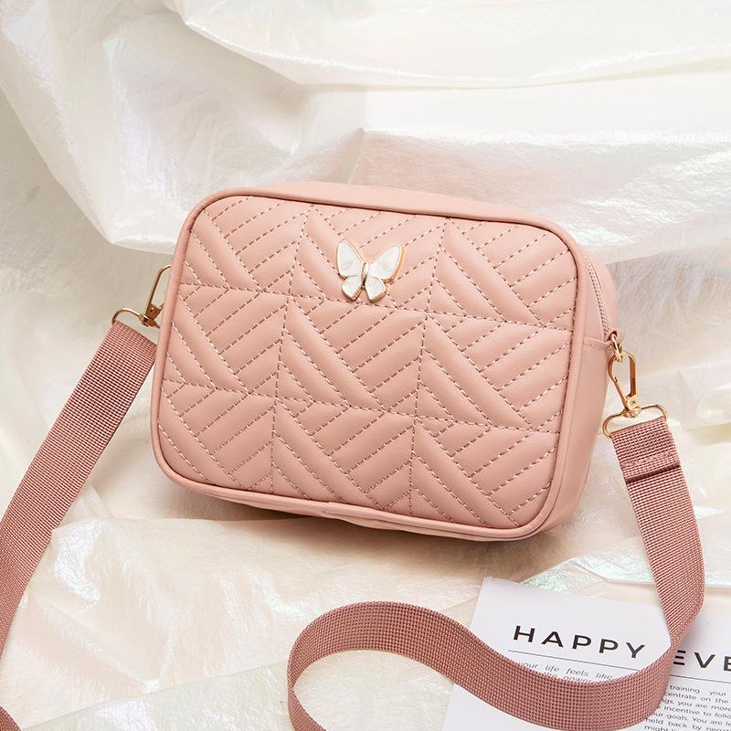 Women's bag simple embroidery thread bag fashion camera bag wide shoulder strap single shoulder messenger bag women's bag one piece