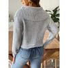 Women’s Cropped Top: New Autumn/Winter Knit Jumper with Large Lapel, Pull-Over Style