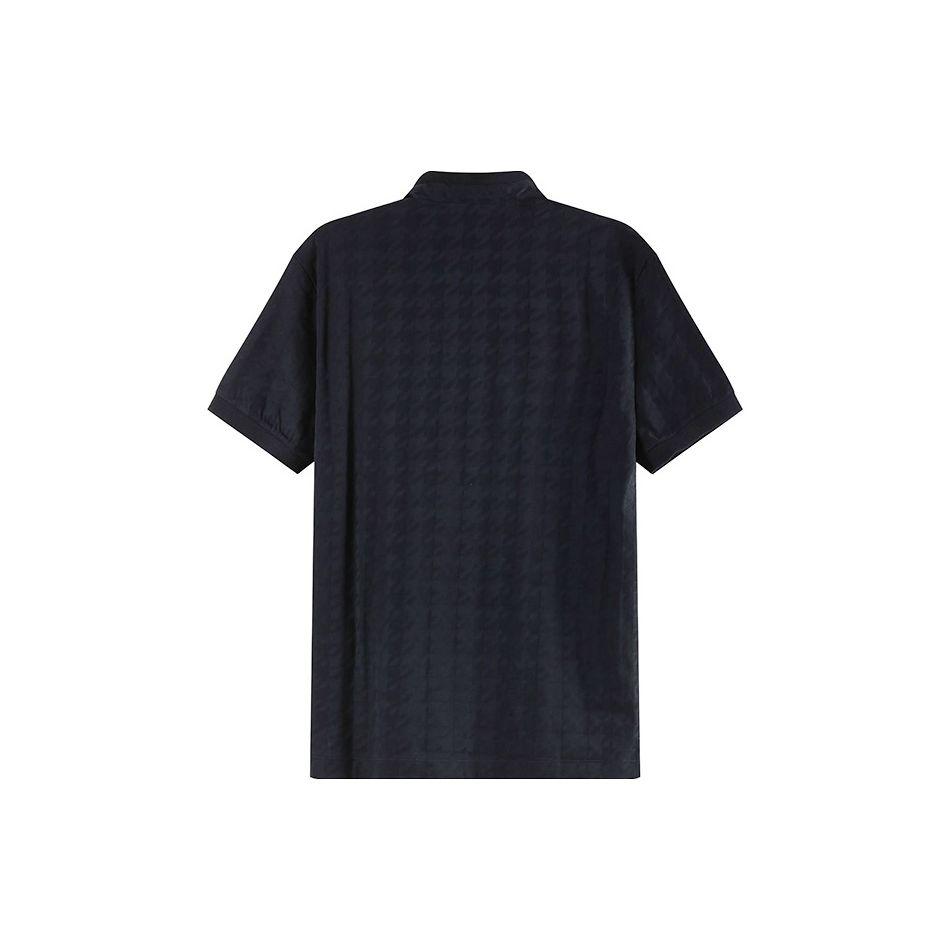 Emporio Armani FW23 Solid Color Embossed Short Sleeve Polo Shirt Men Tops Navy-Blue 3R1F71-1JGYZ-09J4