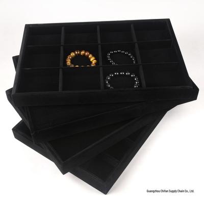 Black Velvet Jewelry Tray: Ring, Necklace, Bracelet & Pendant Display Box for Vendors
