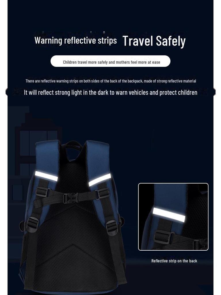 British Style Astronaut Backpack for Boys - Lightweight, Reduced Weight, for 6th Grade Primary School Students, Printed Logo