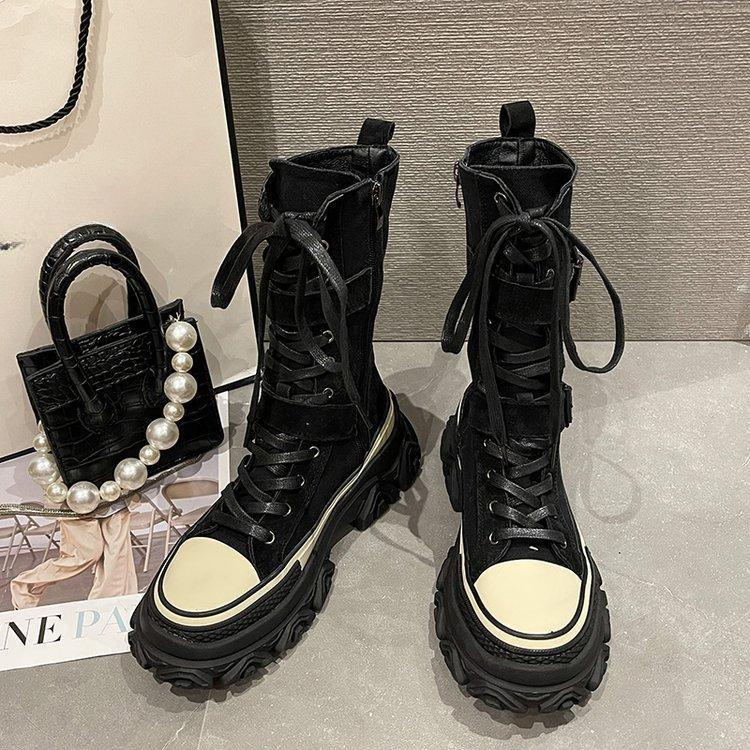 Stiefel Damen Herbst Neue Ins Trendy Dicke Sohle Erhöhte Nische