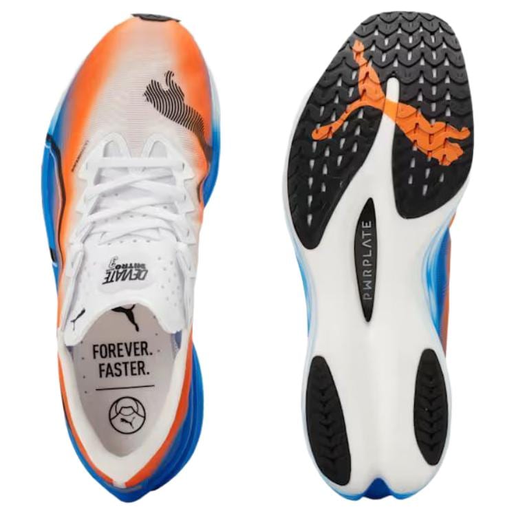 Puma Deviate NITRO Elite 3 Lightweight Running Shoes Men's White Orange Blue 313420-01