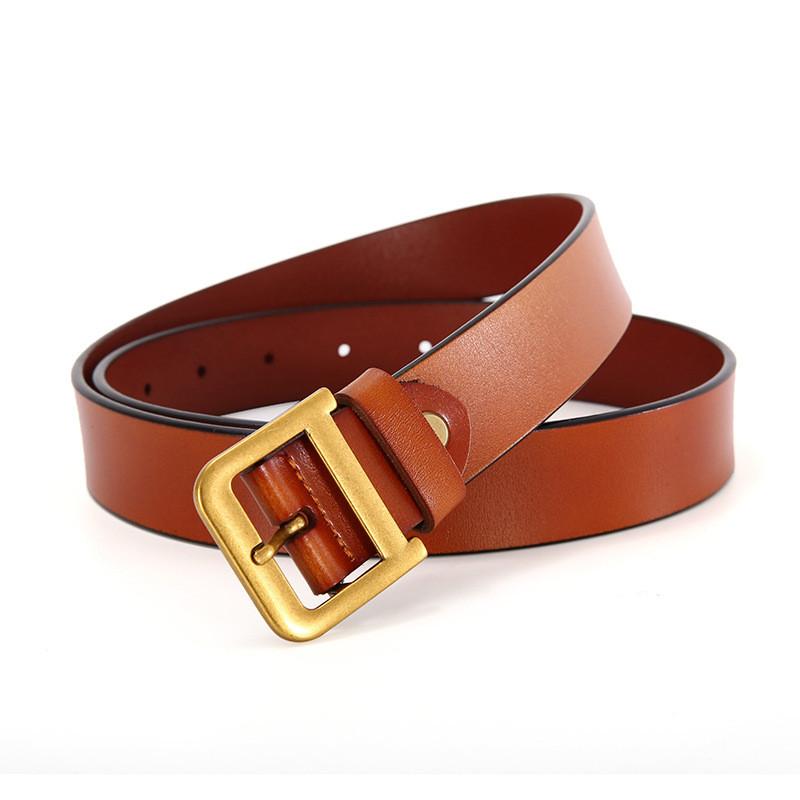 Classic Leather Belt For Women With D Shaped Buckle And Casual Style For Office Or Daily Wear