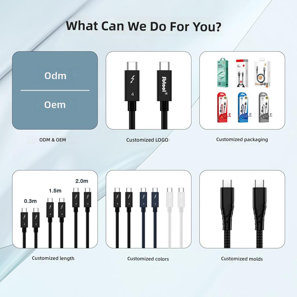 Thunderpower EJ903 4 Data Cable TPE Jacket USB4 Type-C Dual-head 8K Screen 40Gbps PD240W Pure Copper Conductor Fast Charging