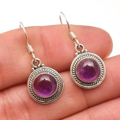 Amethyst Gemstone 100% 925 Sterling Silver Fine Jewelry Handmade Dangle Earring