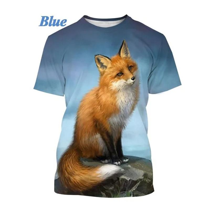 Animal Cute Fox 3D Print T-Shirts Men Women Fashion Casual O-Neck Short Sleeve T Shirt Oversized Harajuku Tees Top Kid Clothing