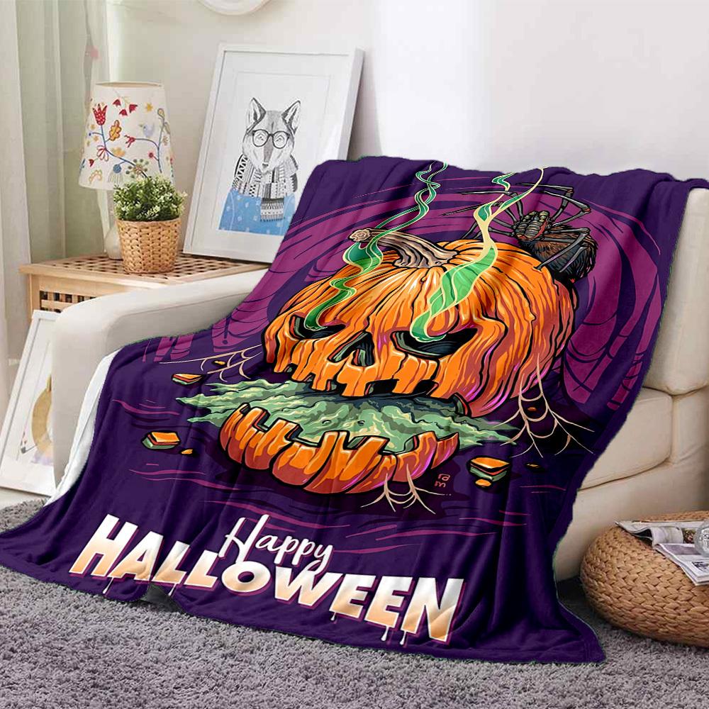 1PC Halloween Pumpkin Blanket, Throw For Sofa, Bed, Travel, Printing Blanket With Soft And Warm Fabric Yy250918188