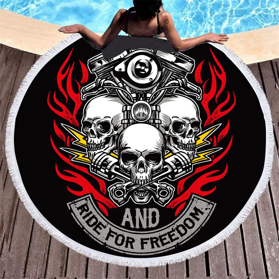Beach Thick Round 3d Sugar Skull Printed Beach Towel Fabric Quick Dry Towel Compression Towel Tapestry Yoga Mat