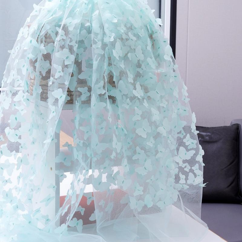 1/3/5 Yards Tulle Embroidery Butterfly Organza Fabric for Wedding Birthday Party Dress Fabric DIY Background Decoration