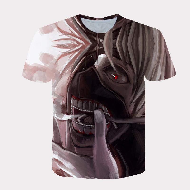 Tokyo Ghoul 3D Digital Printed T-Shirt, Anime Kaneki Fashion Tee, Lightweight Polyester Short Sleeve, Casual Daily Wear Streetwear