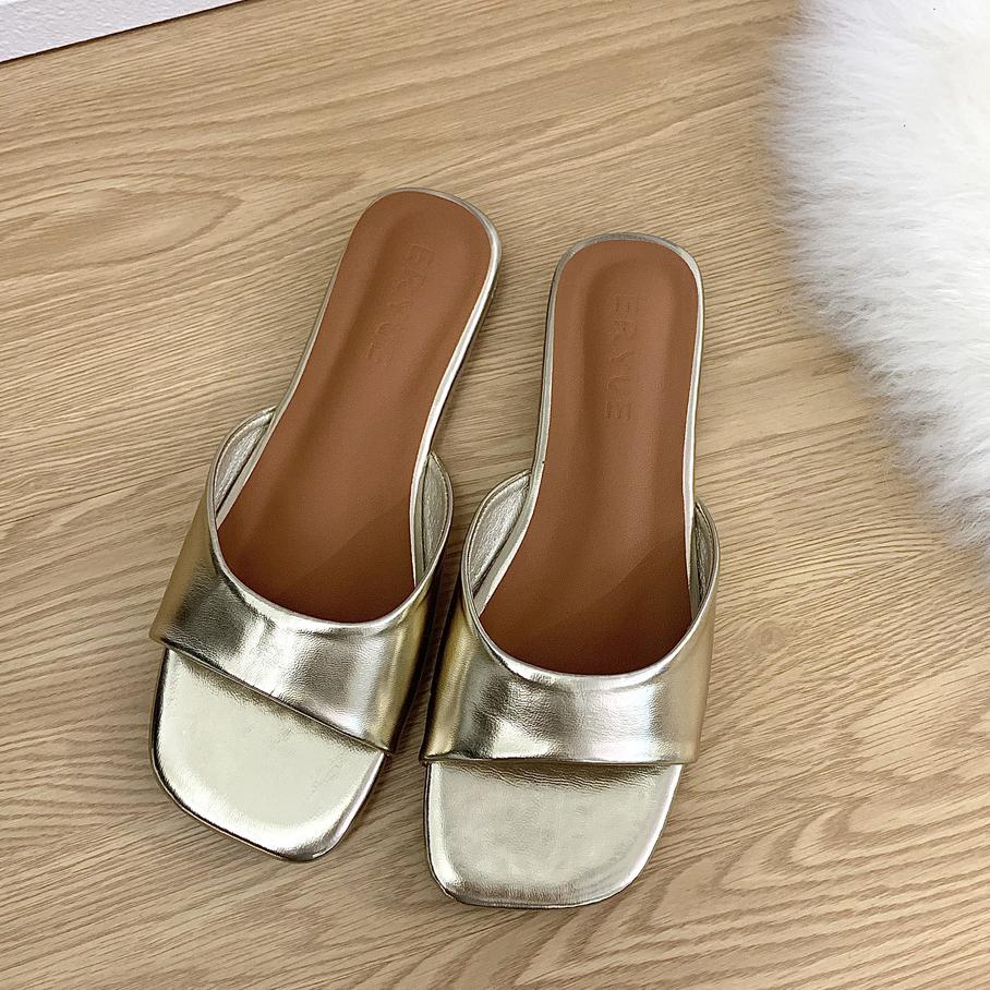 

Fashion 2025 new designer gold/silver slippers women flat sandalias mujer outdoor slides summer shoes woman flip flops silver pantuflas 36 золотой