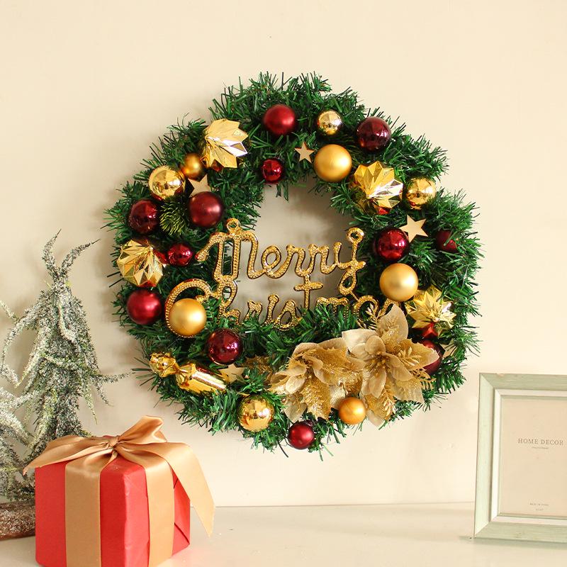Port Love Christmas Door Wreath with Decorative Balls and Flowers
