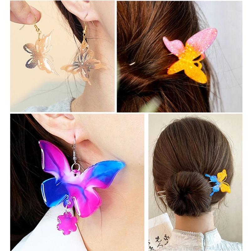 Moules à boucles d'oreilles en forme de papillon accrocheur Moules en silicone pour pendentifs d'oreilles personnalisés pour les amateurs d'artisanat