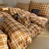 INS Girls Retro Bedding Sets 2025 New British Style Bed Sheet Set Women Plaid Queen Size Duvet Cover Sets With Pillowcases