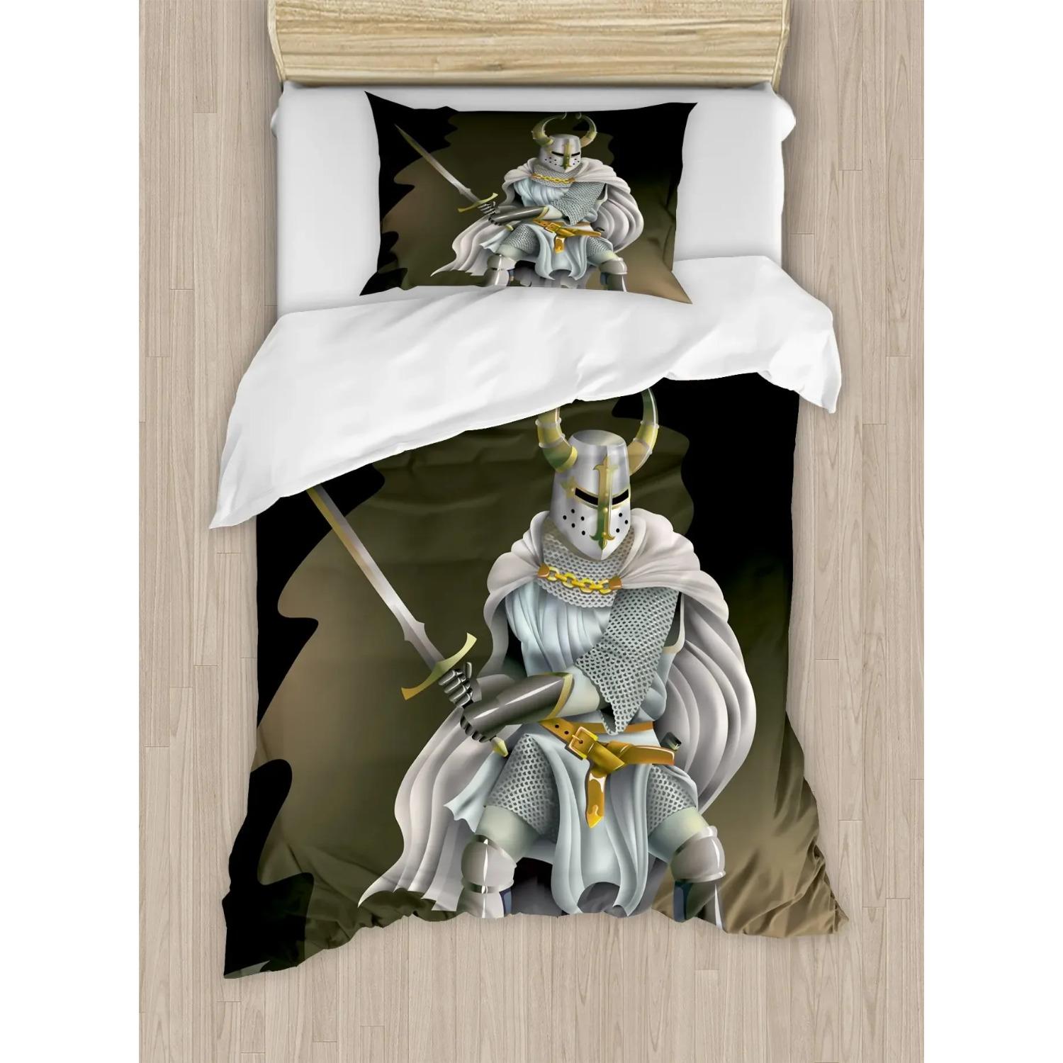 

Comfortable Classic Medieval Knight Holding an Aged Old Shield Historical Theme Digital Print Quilt Comforter (quilt)-EU Single(135*200cm)3pcs