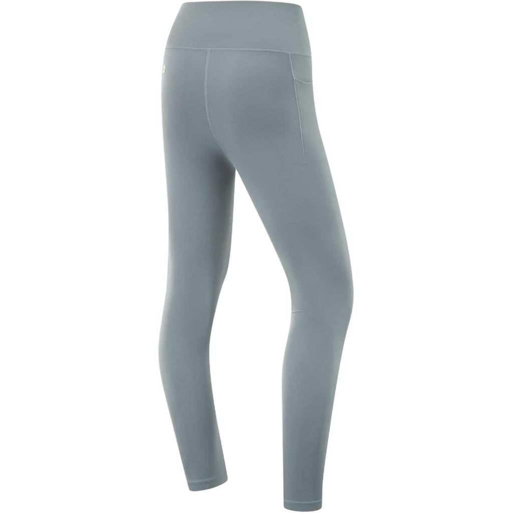 Li Ning Fitness Series Solid Color Mid Waist Versatile Tight Sports Long Pants Women bottoms Storm-Gray AULV024-3